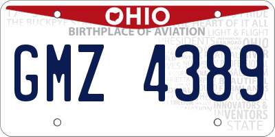 OH license plate GMZ4389