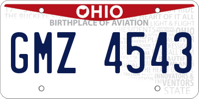 OH license plate GMZ4543