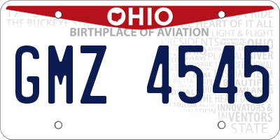 OH license plate GMZ4545