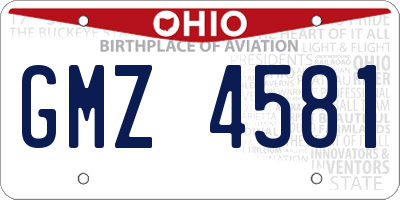 OH license plate GMZ4581