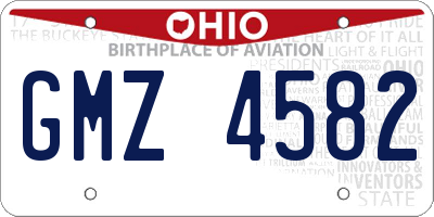 OH license plate GMZ4582