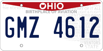 OH license plate GMZ4612