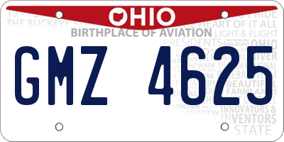 OH license plate GMZ4625