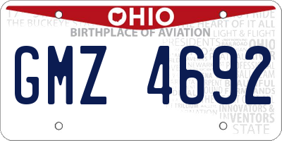 OH license plate GMZ4692