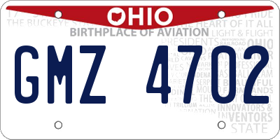 OH license plate GMZ4702