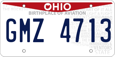 OH license plate GMZ4713