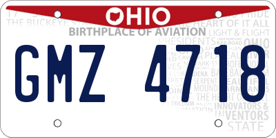 OH license plate GMZ4718