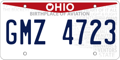 OH license plate GMZ4723