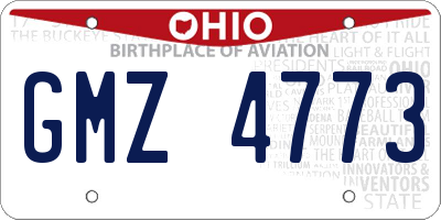 OH license plate GMZ4773