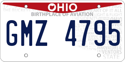 OH license plate GMZ4795