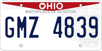 OH license plate GMZ4839