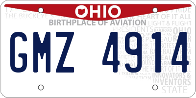 OH license plate GMZ4914
