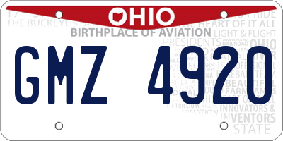 OH license plate GMZ4920