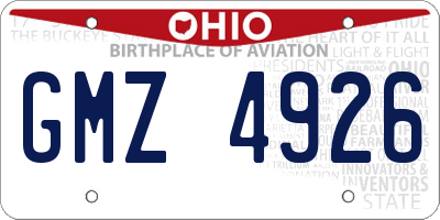 OH license plate GMZ4926
