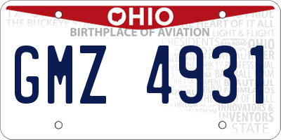 OH license plate GMZ4931