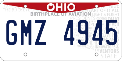 OH license plate GMZ4945
