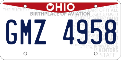 OH license plate GMZ4958