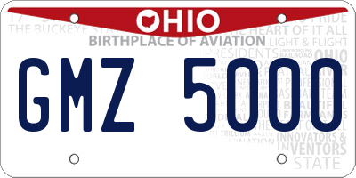 OH license plate GMZ5000