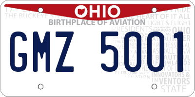 OH license plate GMZ5001
