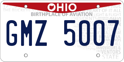 OH license plate GMZ5007