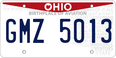OH license plate GMZ5013