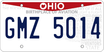 OH license plate GMZ5014