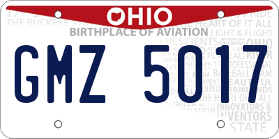 OH license plate GMZ5017