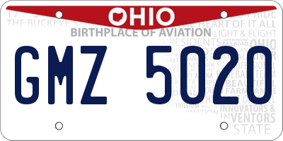 OH license plate GMZ5020