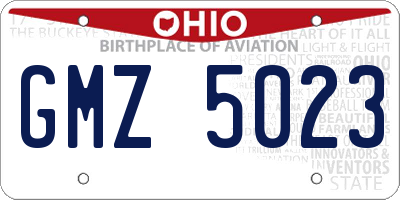 OH license plate GMZ5023