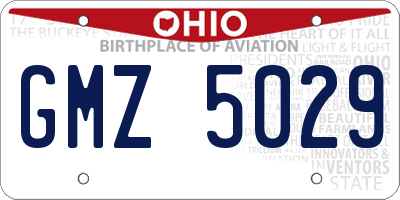 OH license plate GMZ5029