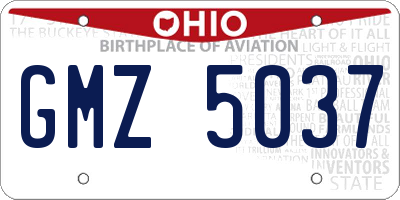 OH license plate GMZ5037