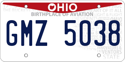 OH license plate GMZ5038