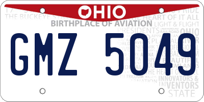 OH license plate GMZ5049