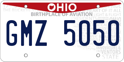 OH license plate GMZ5050