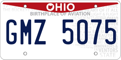 OH license plate GMZ5075