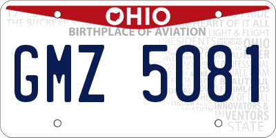 OH license plate GMZ5081
