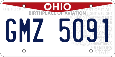 OH license plate GMZ5091