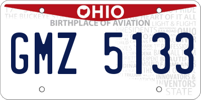 OH license plate GMZ5133
