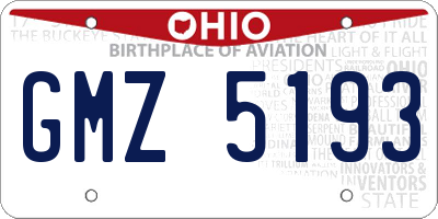 OH license plate GMZ5193