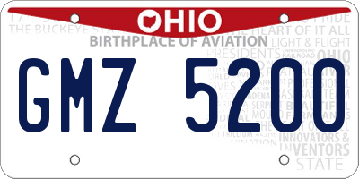 OH license plate GMZ5200
