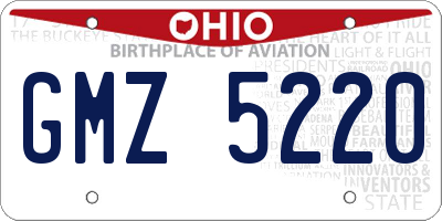 OH license plate GMZ5220