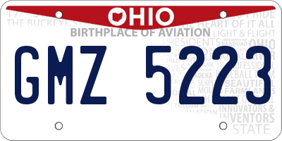 OH license plate GMZ5223