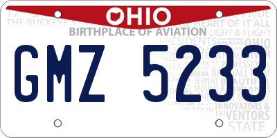 OH license plate GMZ5233