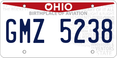 OH license plate GMZ5238