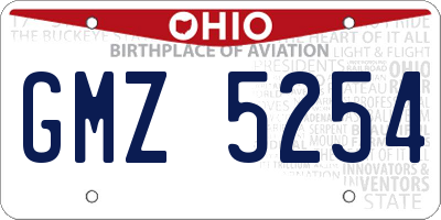 OH license plate GMZ5254