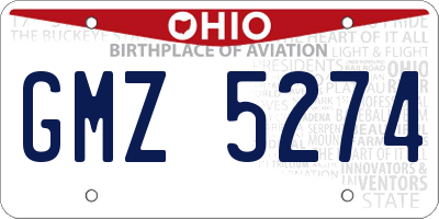 OH license plate GMZ5274