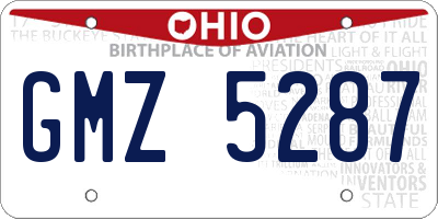 OH license plate GMZ5287