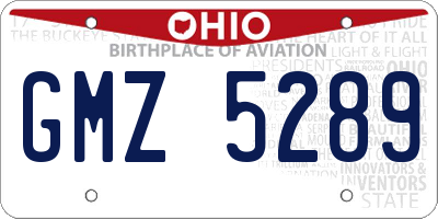 OH license plate GMZ5289