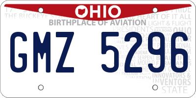 OH license plate GMZ5296