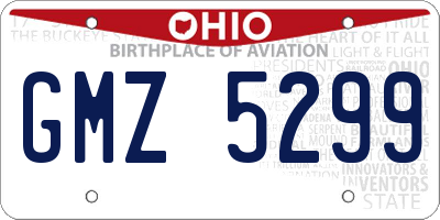 OH license plate GMZ5299